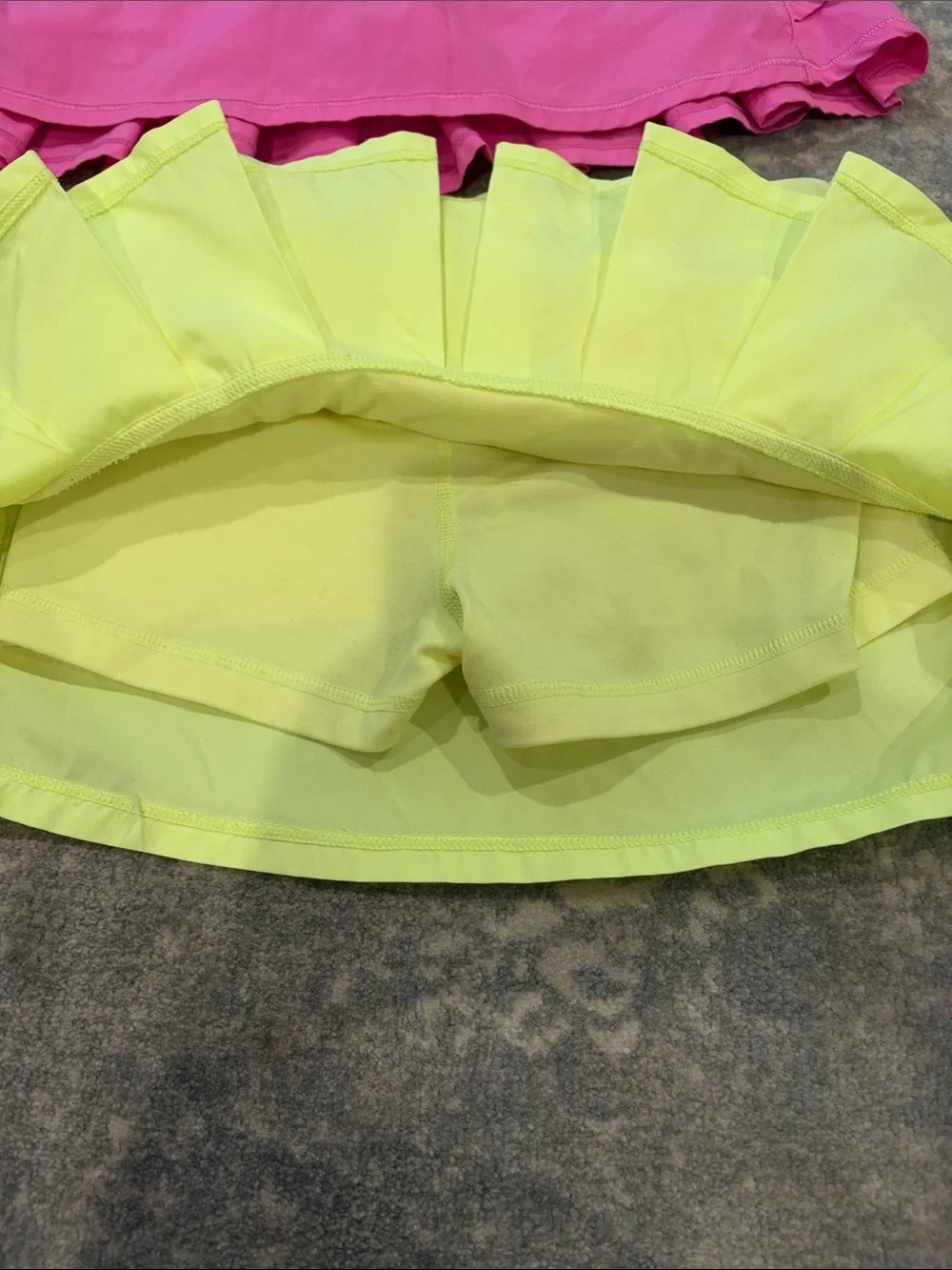Girls' Ruffled Active Skorts Pink & Neon Yellow (2)
